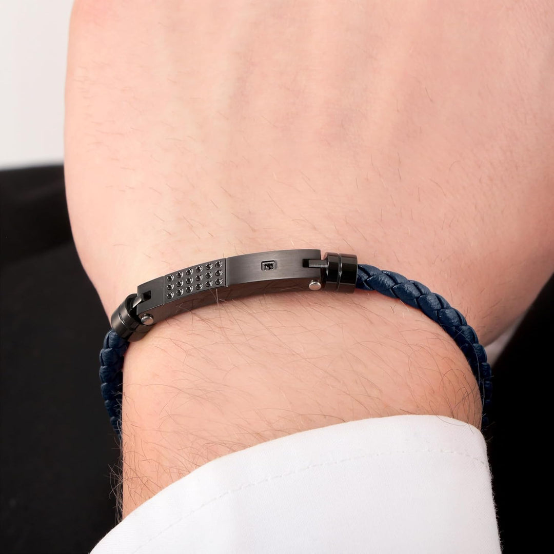 Morellato Herrenarmband, Kollektion Moody, aus Leder, Schwarz-IP, Edelstahl - SQH21