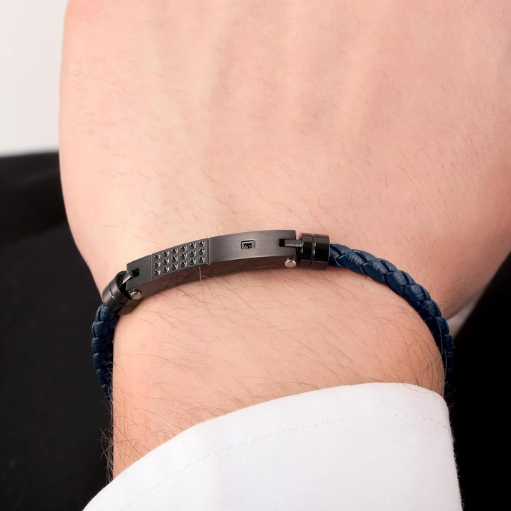 Morellato Herrenarmband, Kollektion Moody, aus Leder, Schwarz-IP, Edelstahl - SQH21