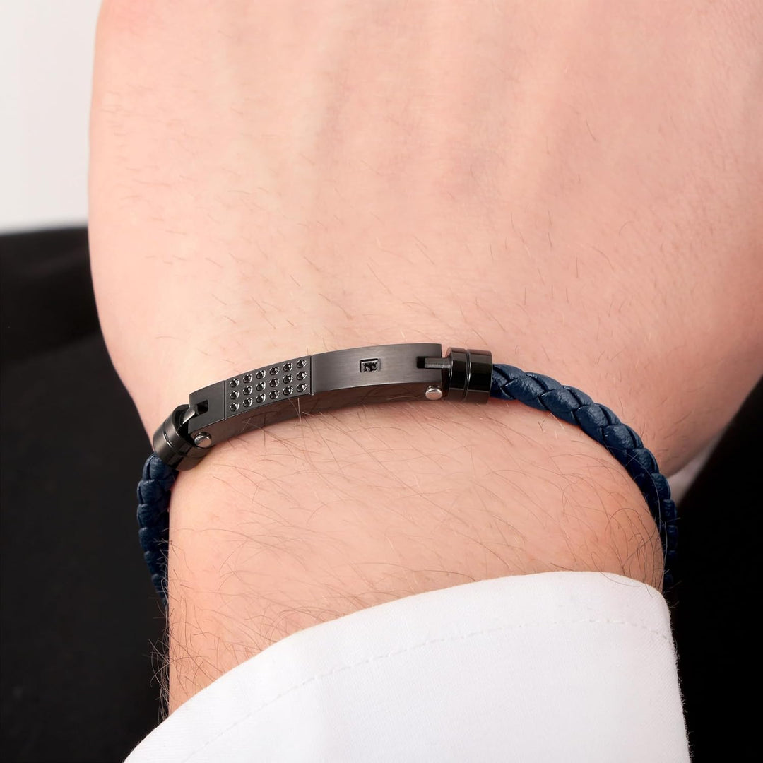 Morellato Herrenarmband, Kollektion Moody, aus Leder, Schwarz-IP, Edelstahl - SQH21