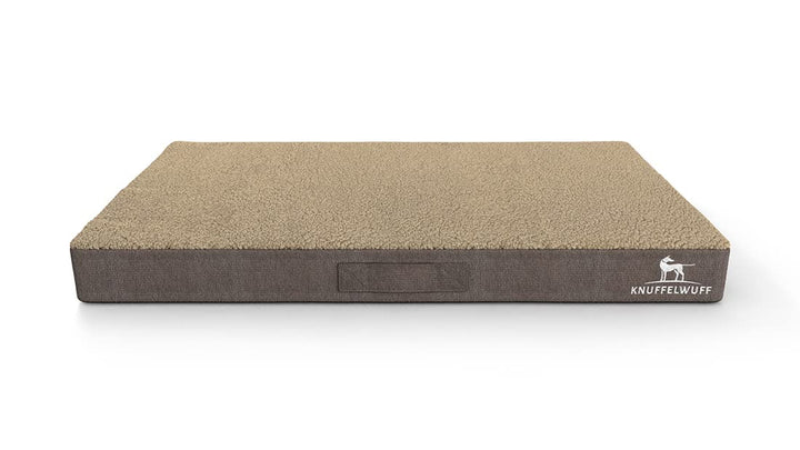 Knuffelwuff orthopädische Hundematte Ellenie aus Teddymaterial und Velours 79 x 60cm Beige, 79 x 60c