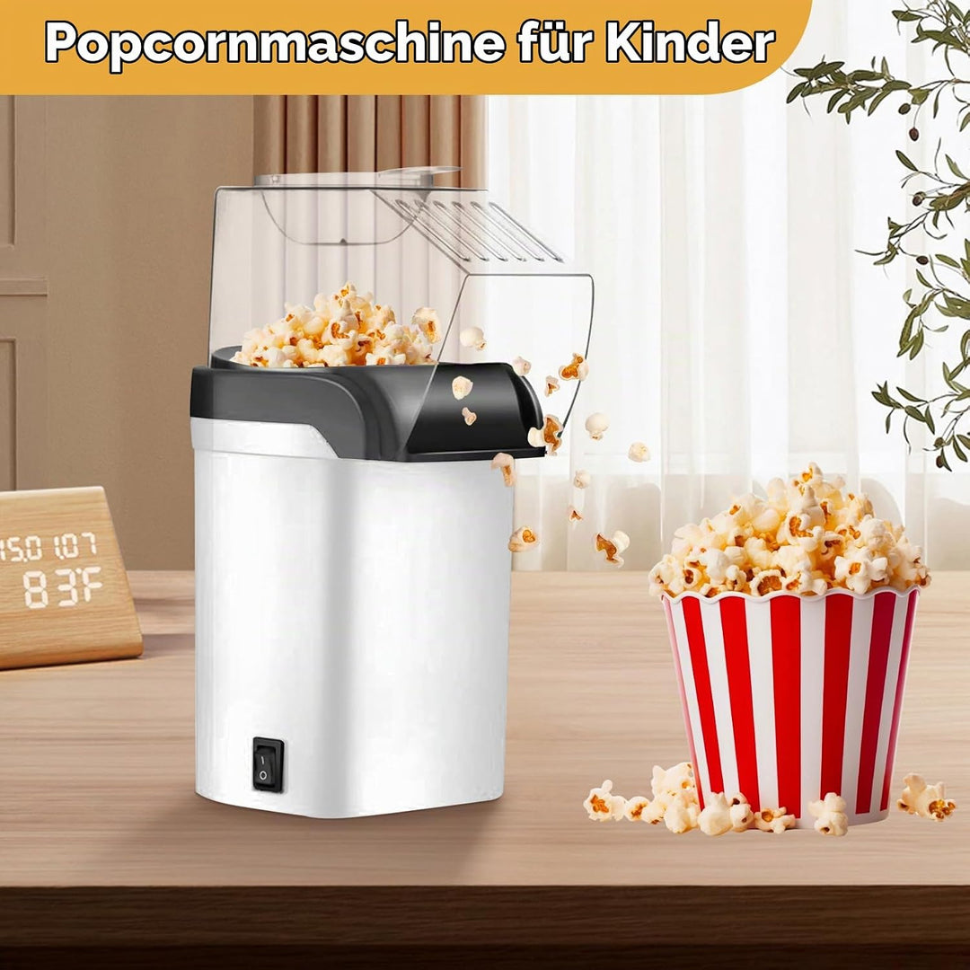 1200w Popcornmaschine, Mini Heissluft Popcorn Maker Gesund Ohne Öl Fett 2 Minuten One-Touch-Bedienun
