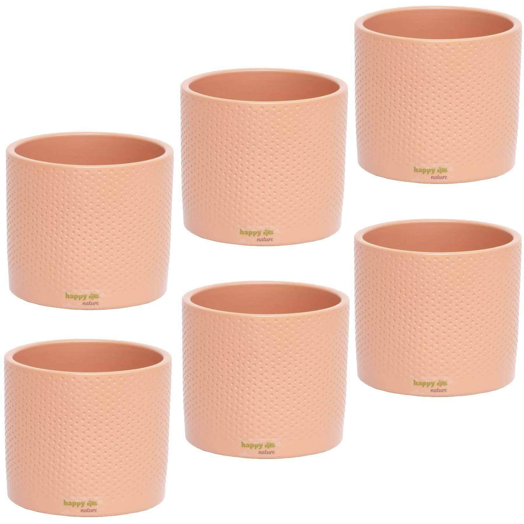 happy nature Set6 6 Keramik Blumentöpfe Toscana Terracotta Ø 13.5 cm H 12.5 cm