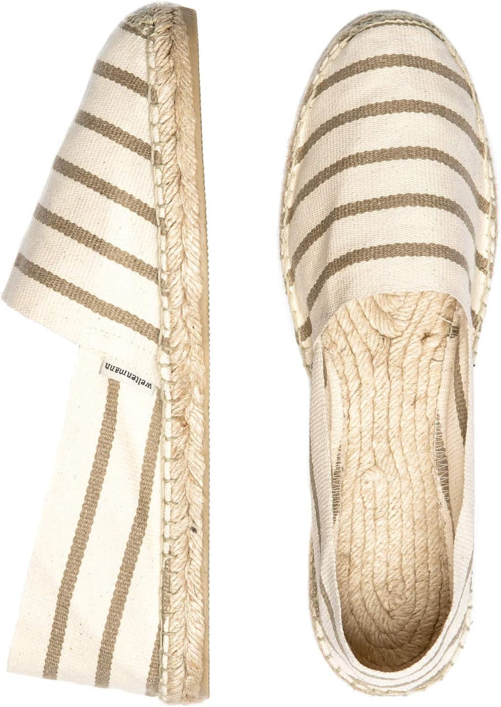 WELTENMANN gestreifte Herren Slip-on Espadrilles aus Baumwolle mit Schuhbeutel, 41-46, Handmade in S