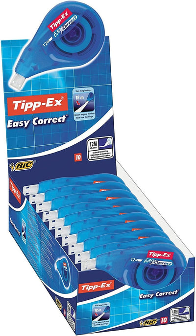 Tipp-Ex Korrekturroller Easy Correct zum seitlichen Korrigieren, 12m x 4.2mm, 10er Pack, Ideal für d