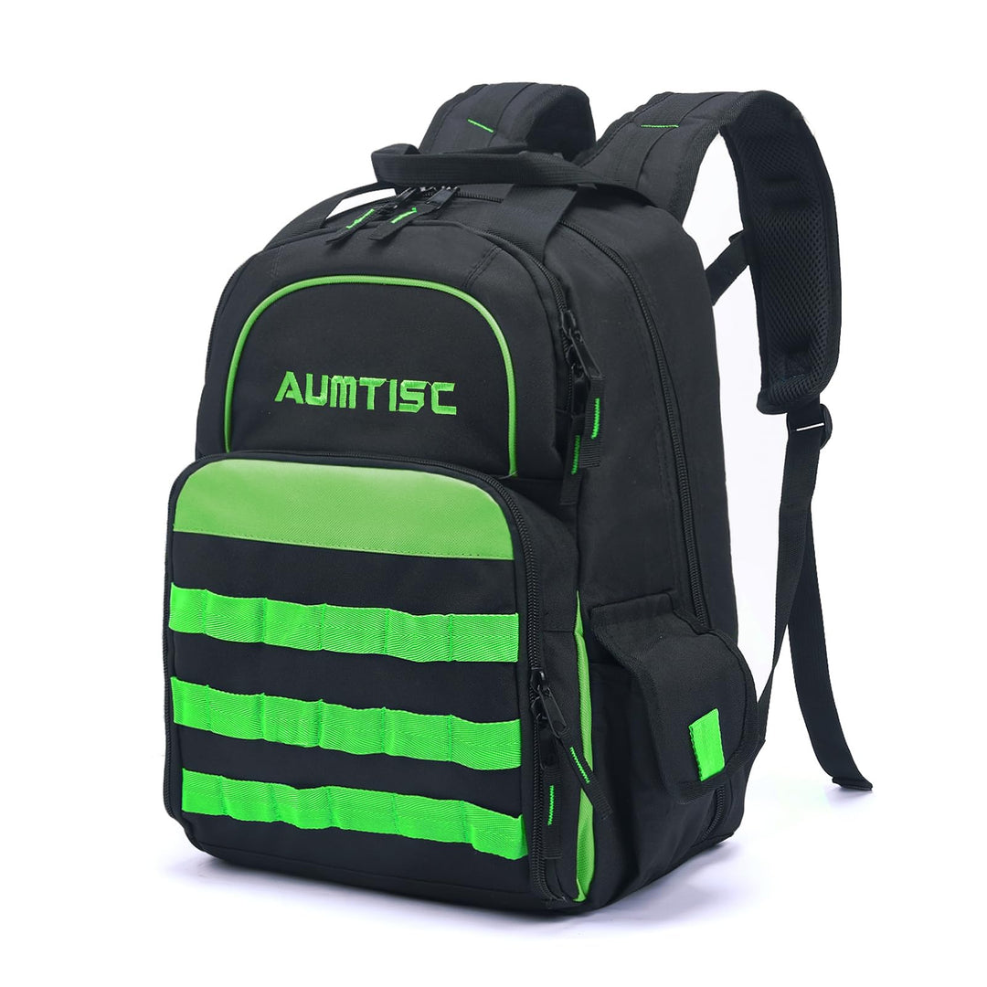 AUMTISC Werkzeug-Rucksack, strapazierfähig, für Baustellen, Werkzeugtasche mit Mehrzwecktasche, für