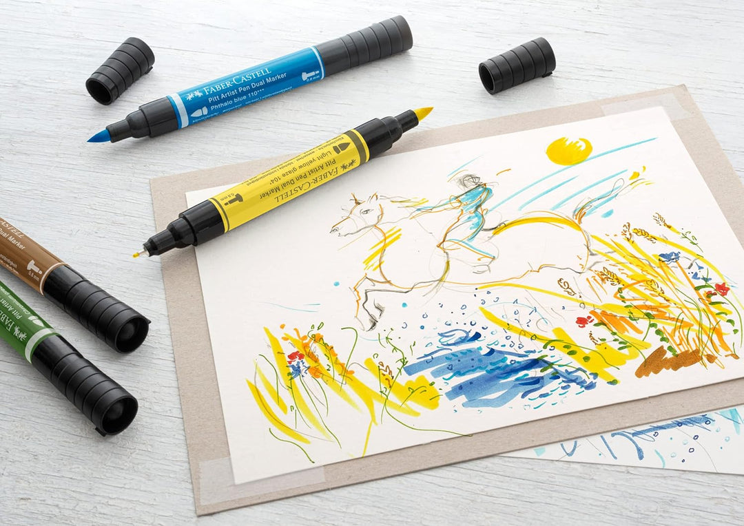 Faber-Castell 162020 - Pitt Artist Pen Dual Marker Tuschestift, mit zwei Spitzen, eine Pinselspitze