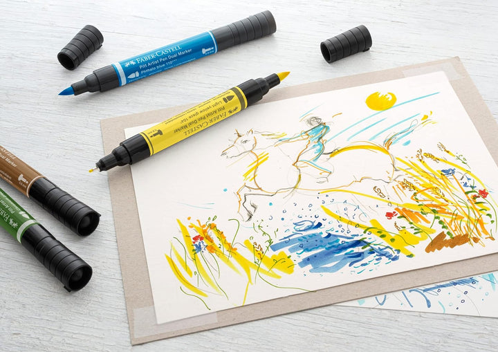 Faber-Castell 162020 - Pitt Artist Pen Dual Marker Tuschestift, mit zwei Spitzen, eine Pinselspitze