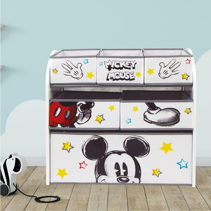 ARDITEX – Organizer aus Holz mit 6 Textilboxen mit Mickey-Mouse-Motiv von Disney – 62x30x60cm – Farb