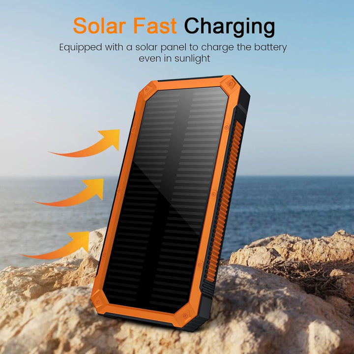 Ruiqas 20.000 mAh Solar-Powerbank, tragbares Camping-Solar-Ladegerät, Akku mit Zwei USB-Anschlüssen