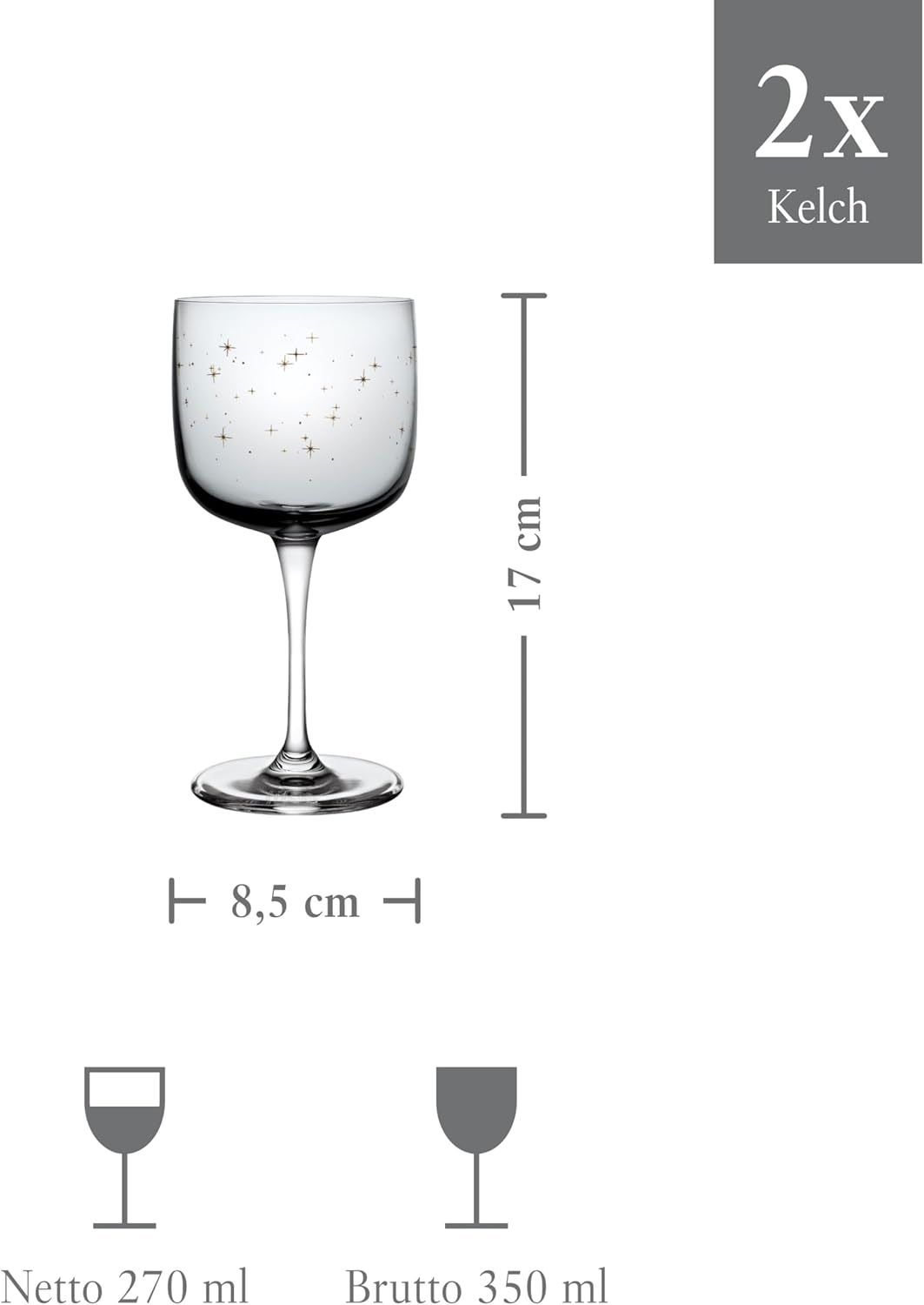 like. by Villeroy & Boch – Winter Glow Weinkelch-Set 2tlg., brilliantes Kristallglas, Weingläser mit