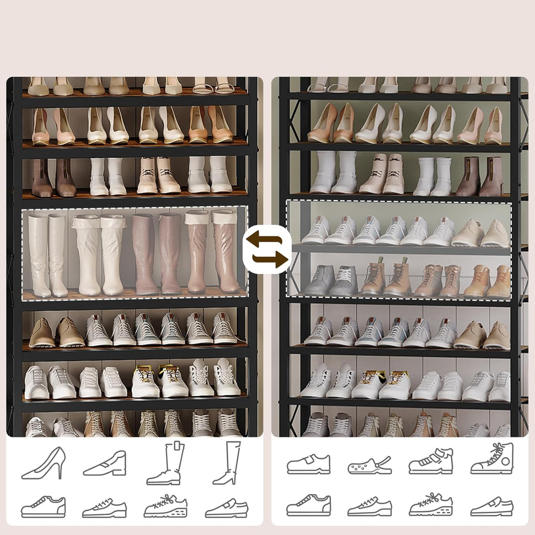 YATINEY 10-stufiges Schuhregal für Eingangsbereich, Schuhhalter, Schuhorganizer für 30-40 Paar Schuh