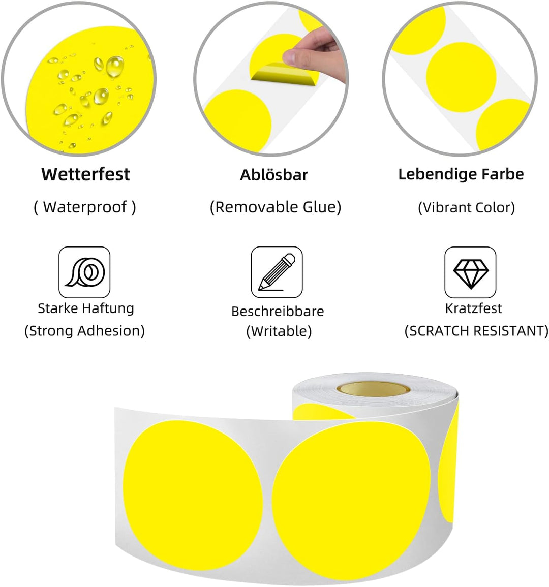 200 Stück Runde Aufkleber Gross 12.7cm Selbstklebend Klebepunkte Etiketten Farbkodierung kreise Stic