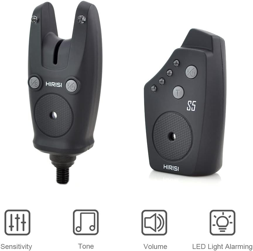 Hirisi Tackle Kabelloser Bissanzeiger für Angeln, in Tragetasche Fbm-s5-4, Fbm-s5-4