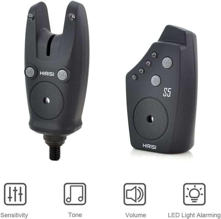 Hirisi Tackle Kabelloser Bissanzeiger für Angeln, in Tragetasche Fbm-s5-4, Fbm-s5-4
