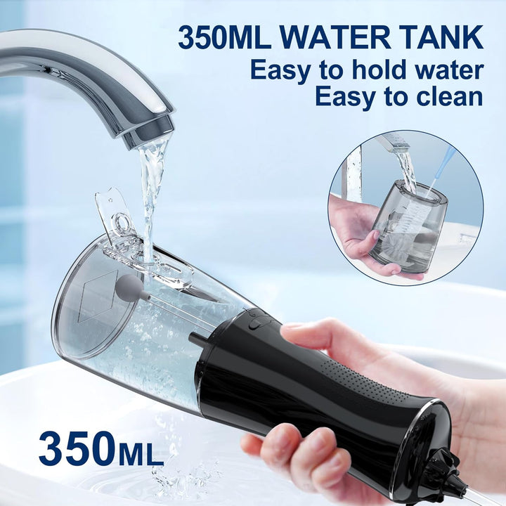 Munddusche Kabellos Elektrischer Zahnreiniger 350ML Wassertank Munddusche, 6 Multifunktionale Jet-Ti