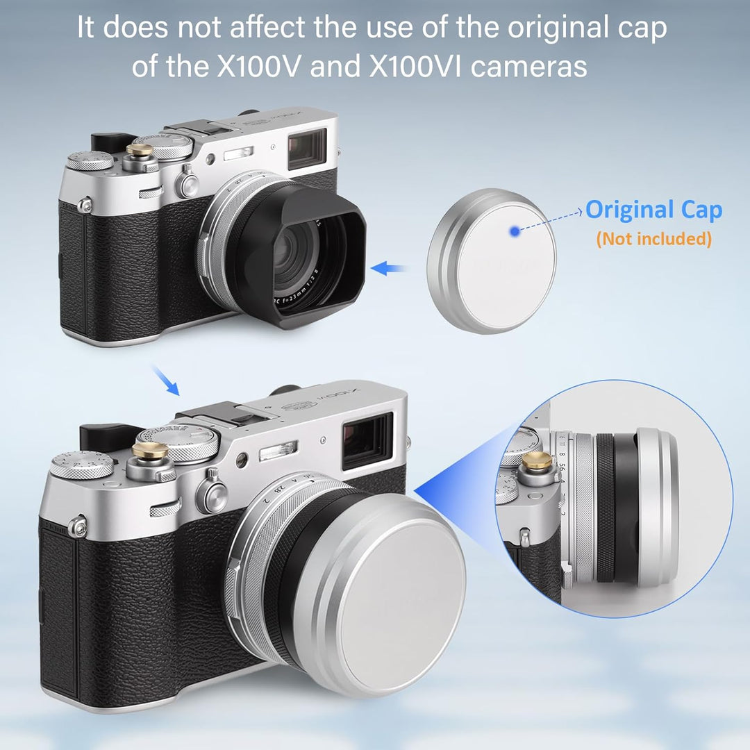 Haoge LH-X54B Gegenlichtblende aus Metall, quadratisch, mit 49 mm Adapterring, für Fujifilm X100VI F