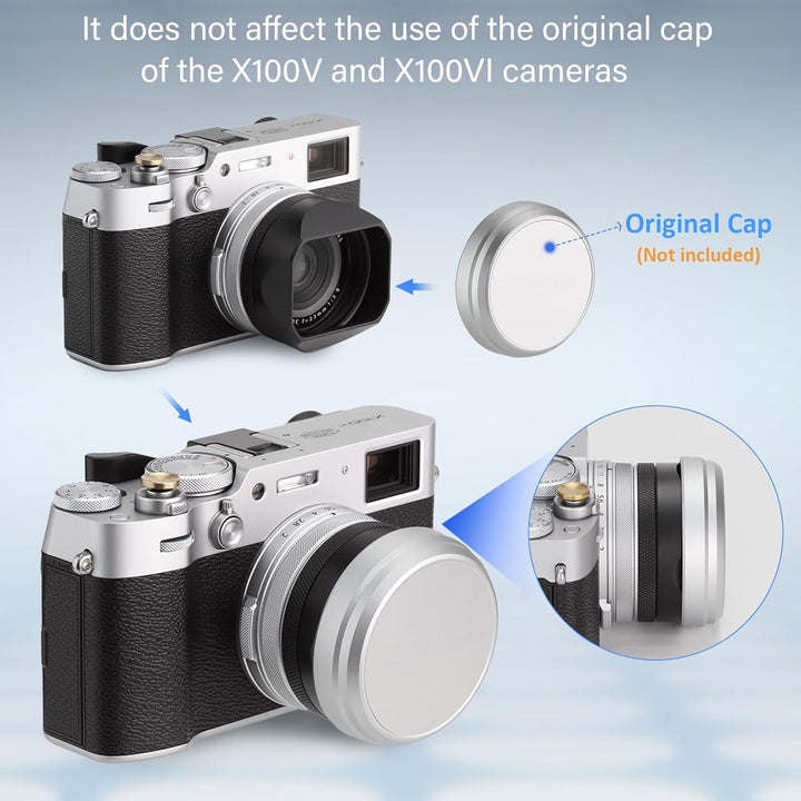Haoge LH-X54B Gegenlichtblende aus Metall, quadratisch, mit 49 mm Adapterring, für Fujifilm X100VI F