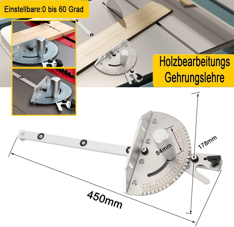 Lfhelper Präzisions-Holzbearbeitungswerkzeug Gehrungslehre 0-60 Grad Abgewinkelten Gehrungslehre mit