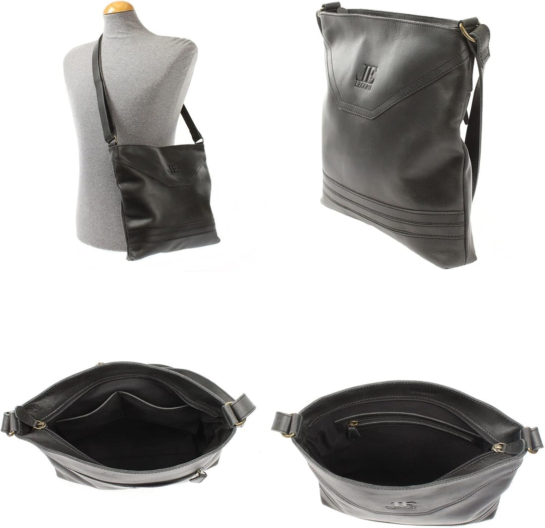 LECONI Schultertasche Damentasche Umhängetasche natur weiche Ledertasche Handtasche Damen Leder 32x2