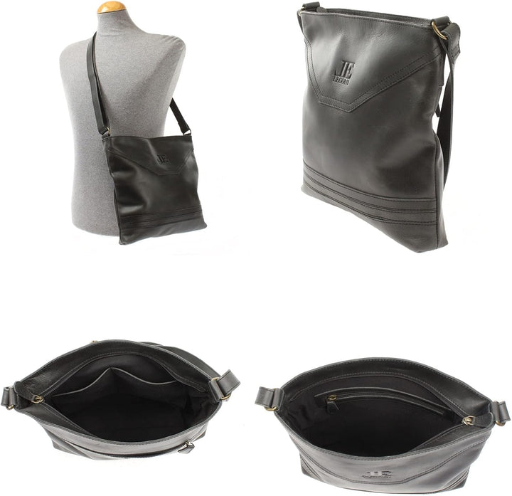 LECONI Schultertasche Damentasche Umhängetasche natur weiche Ledertasche Handtasche Damen Leder 32x2