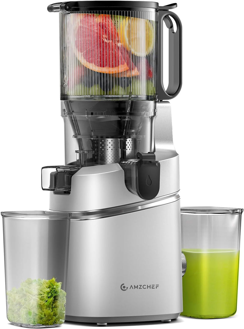 AMZCHEF Automatischer All-in-One Entsafter, 135MM Öffnung und 1,8L Entsafter für Gemüse und Obst, 25