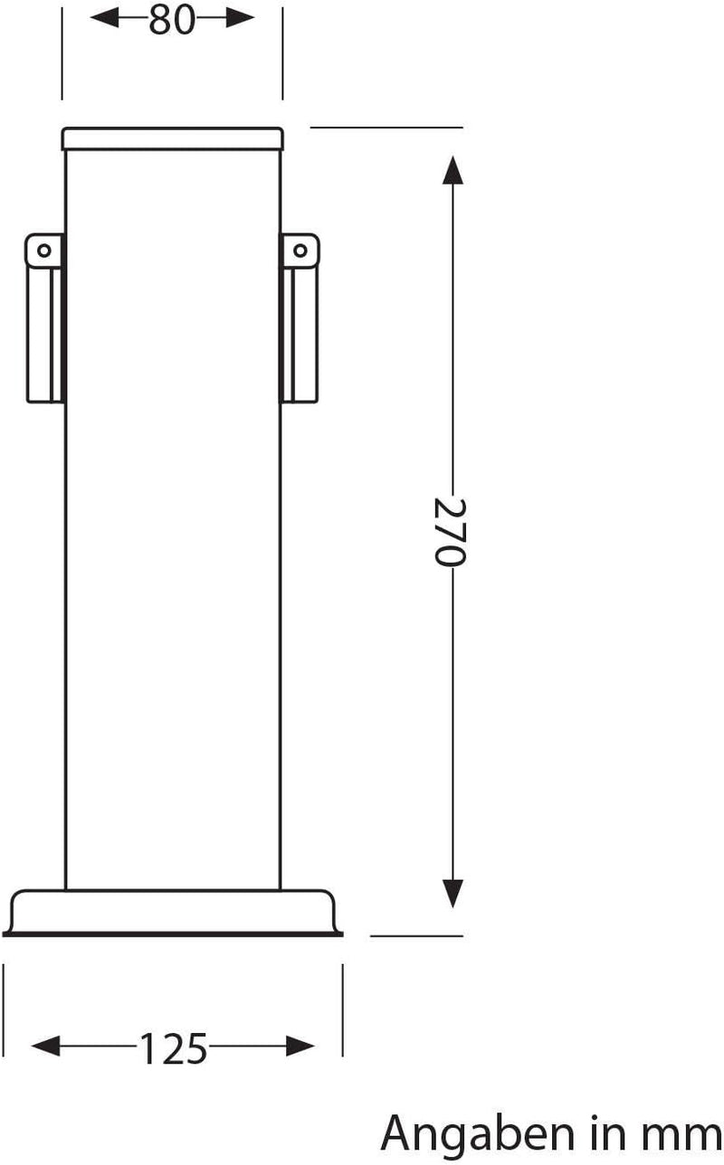 ledscom.de Garten Steckdosensäule POLLY, Outdoor, IP44, 2-fach, anthrazit, eckig, 27 cm, 2 Stk. 2 St