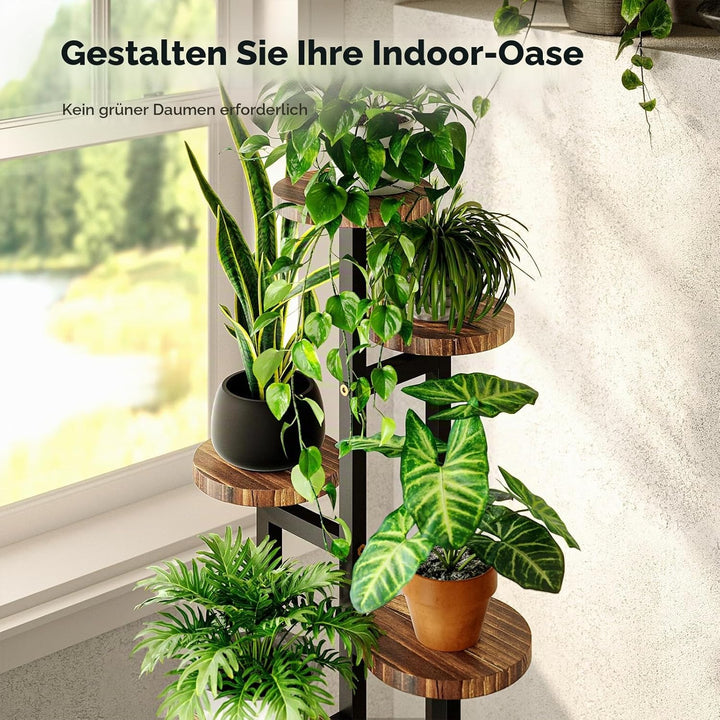 Bamworld Blumenständer Holz Pflanzenständer Pflanzentreppe Pflanzenregal Blumentreppe Outdoor Wetter