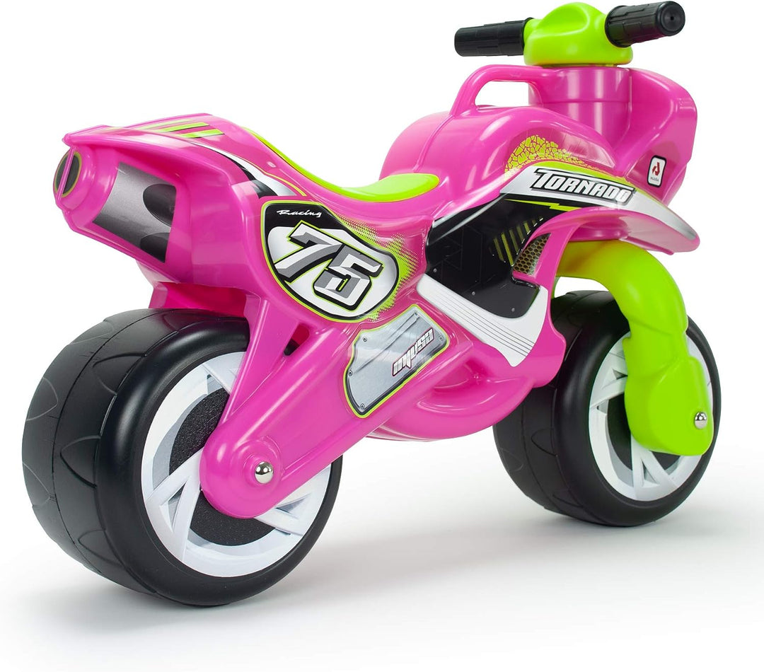 INJUSA - Moto Laufrad Tundra Tornado Pink, Ride-on für Kinder von 18 bis 36 Monaten, mit permanenter