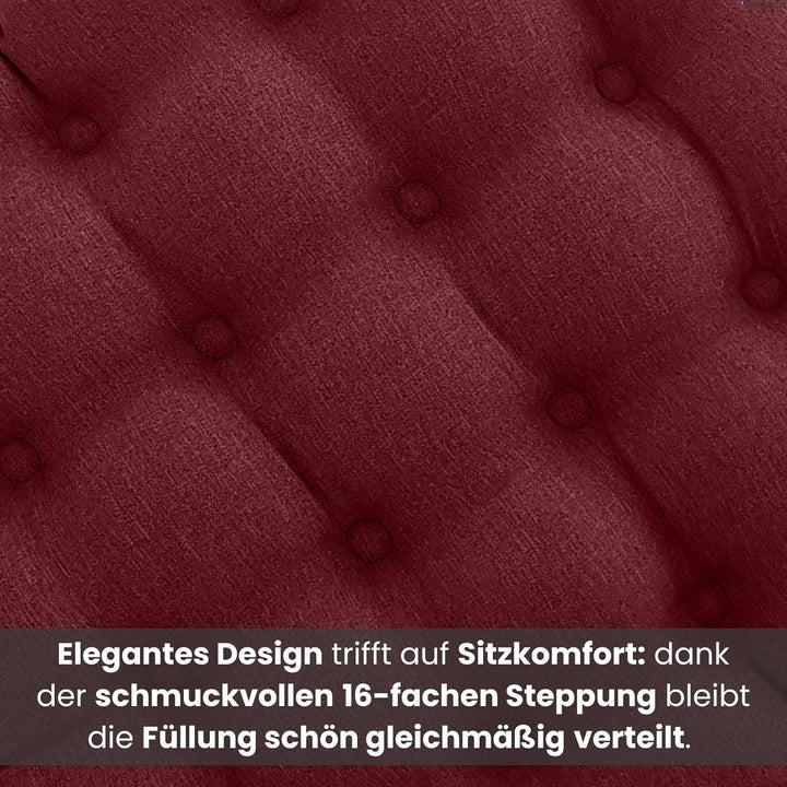wometo 4er Set Sitzkissen Stuhl40x40 - dunkelrot weinrot Sitzauflage Auflage Polster Stuhlkissen Sit