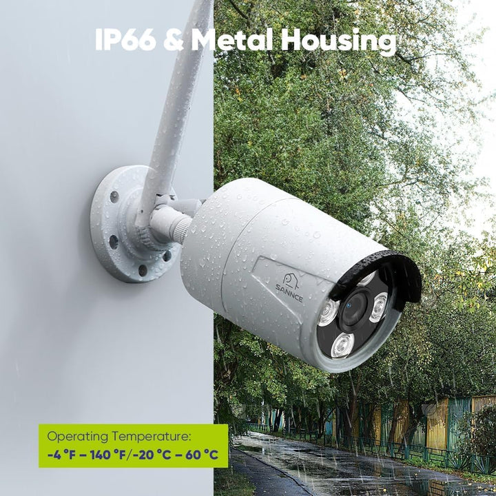 SANNCE WLAN Überwachungskamera Set 8x 3MP IP Aussen Kamera und 8CH 5MP Wireless NVR mit 1TB Festplat