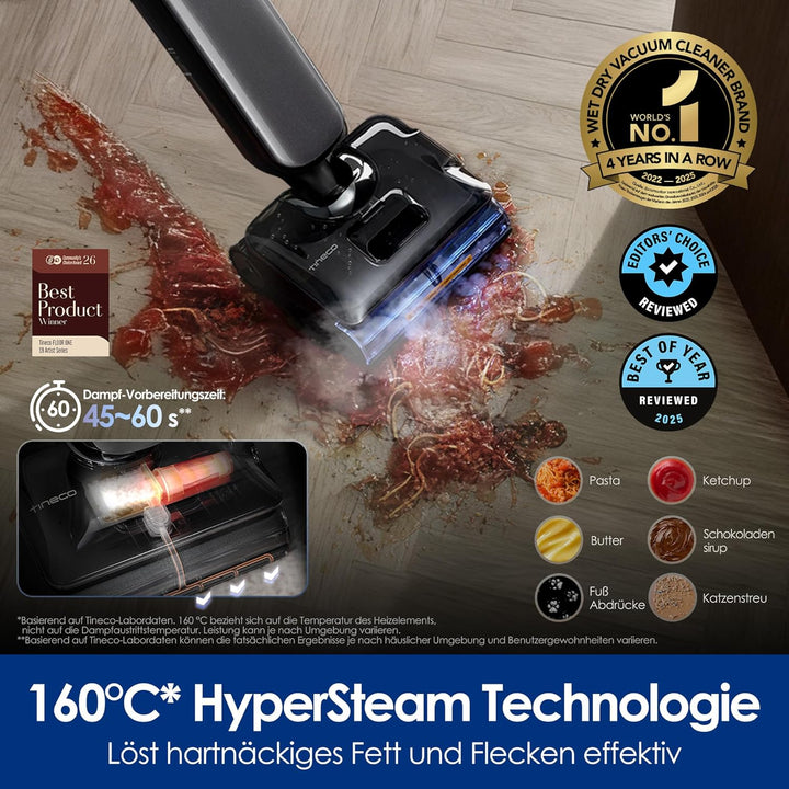 Tineco Floor One S9 Artist Steam Pro Nass Trockensauger, 160℃ HyperSteam Dampfreiniger, ReverseScrub