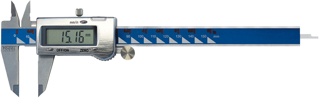 Vogel elektrischer Digital Messschieber (Messbereich 150 mm / 6 Inch, grosse LCD-Anzeige, Metallgehä