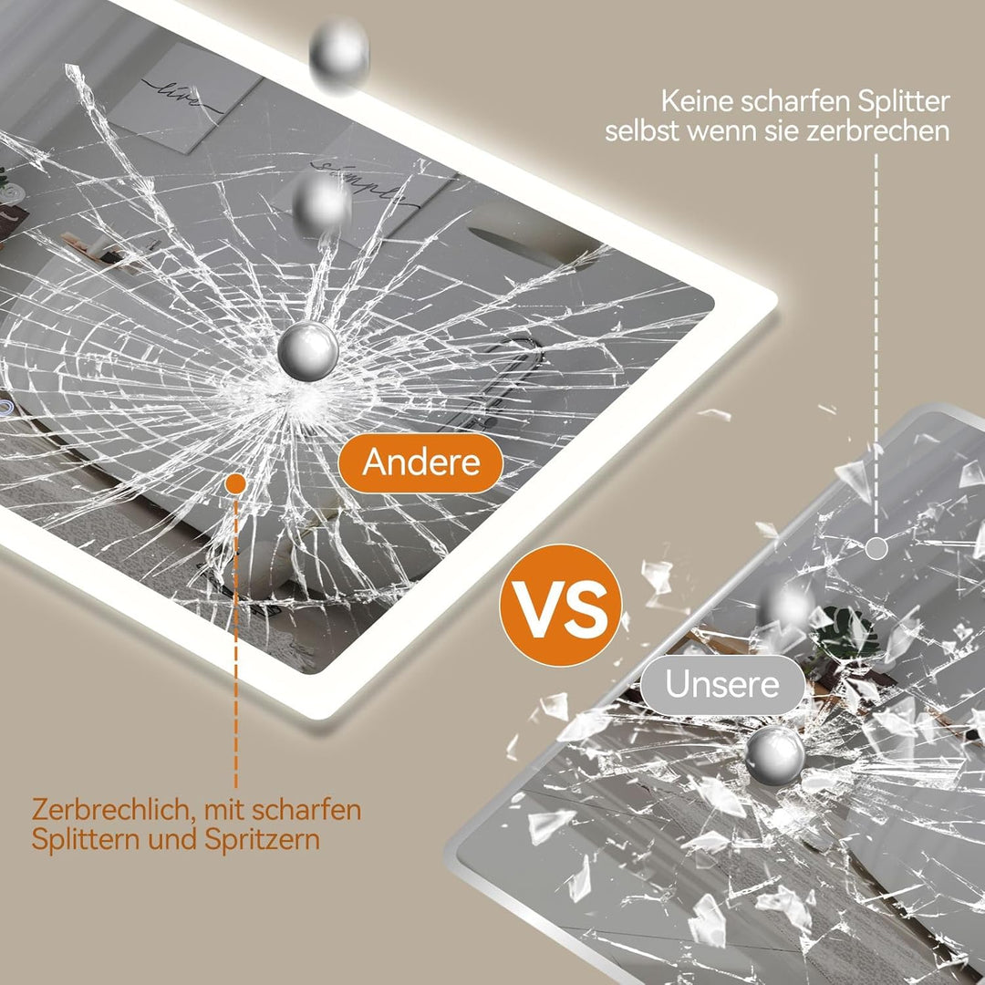 YOURLITE Badspiegel mit Beleuchtung 100x60 cm,LED Badezimmerspiegel mit Touch-Schalter,Spiegel Bad W