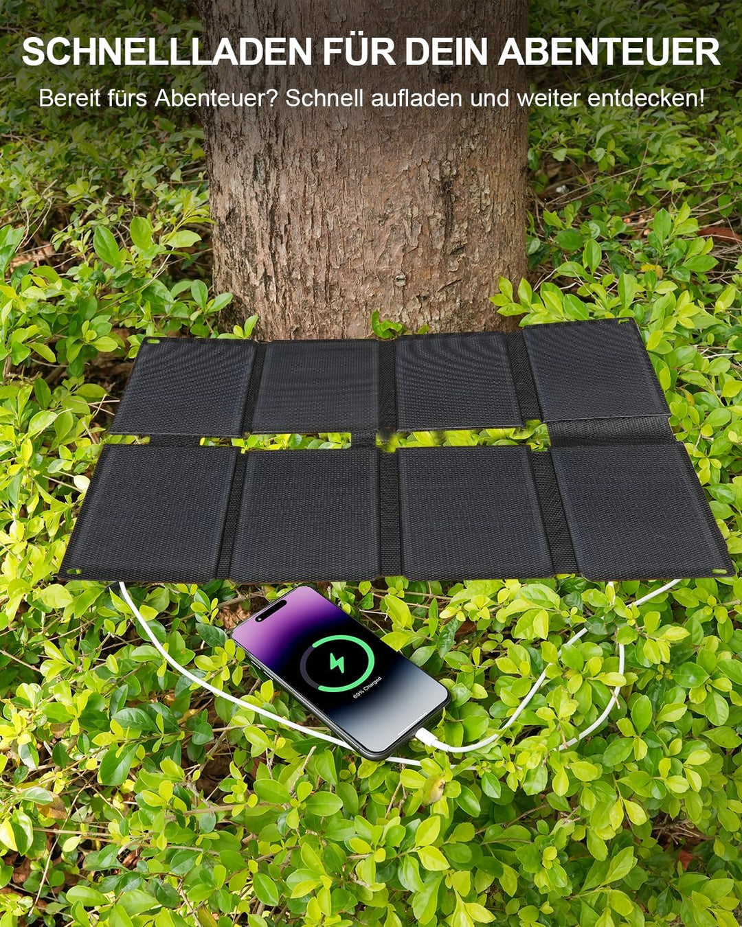 ELECAENTA 25W HPBC ETFE Faltbares Solar Ladegerät, Taschenformat Mini Solarpanel mit USB-A & USB-C,
