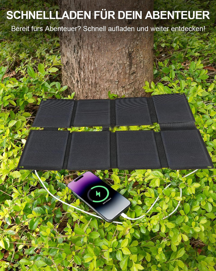 ELECAENTA 25W HPBC ETFE Faltbares Solar Ladegerät, Taschenformat Mini Solarpanel mit USB-A & USB-C,