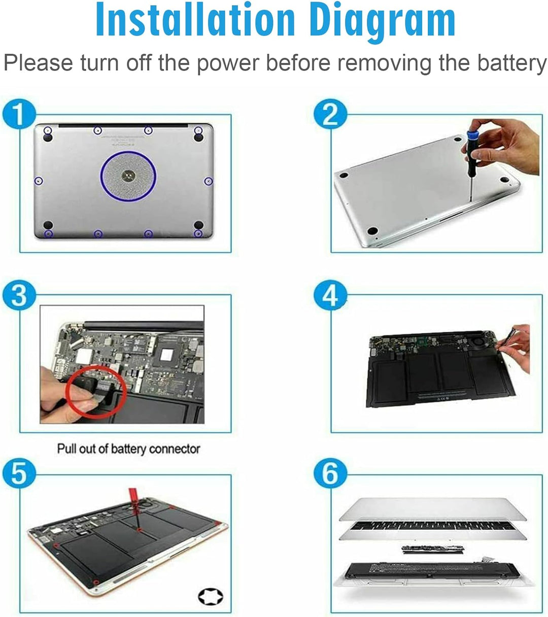 ASUNCELL Laptop-Akku für Air 13 Zoll A1466 (2012, Mitte 2013, Anfang 2014, 2015) A1369 (Ende 2010, M