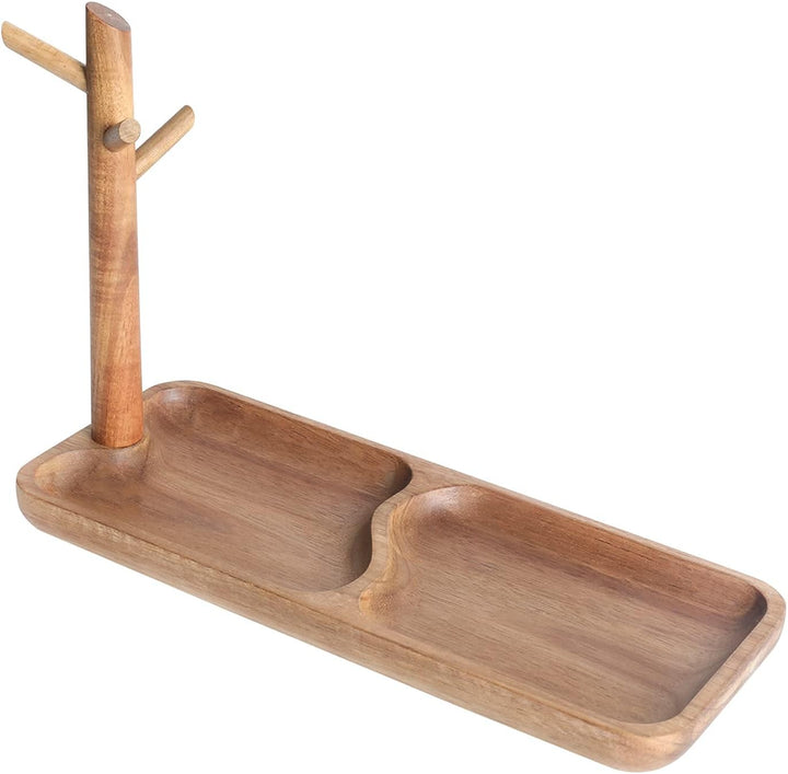 CYQGDKF Holz-Schlüsselablage für Eingangstisch, Schmucktablett, Catchall-Tablett mit 3 Ständern, Org