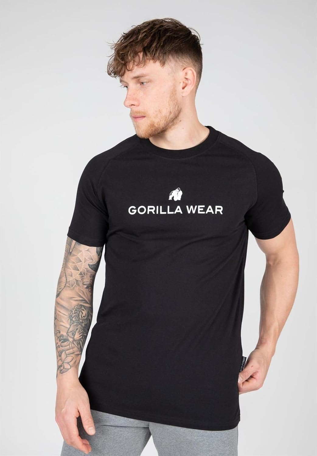 Gorilla Wear - Davis T-Shirt - schwarz - Bodybuilding Sport Alltag Freizeit mit Logo Aufdruck leicht