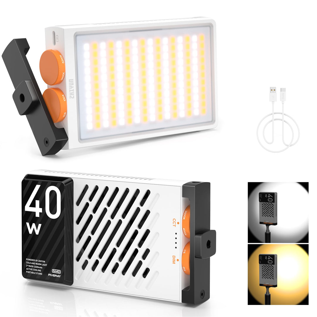 ZHIYUN FIVERAY M40 LED Videoleuchte [Official], 40W Videolicht mit 14000 Lux und 2700-6200K, CRI 96+