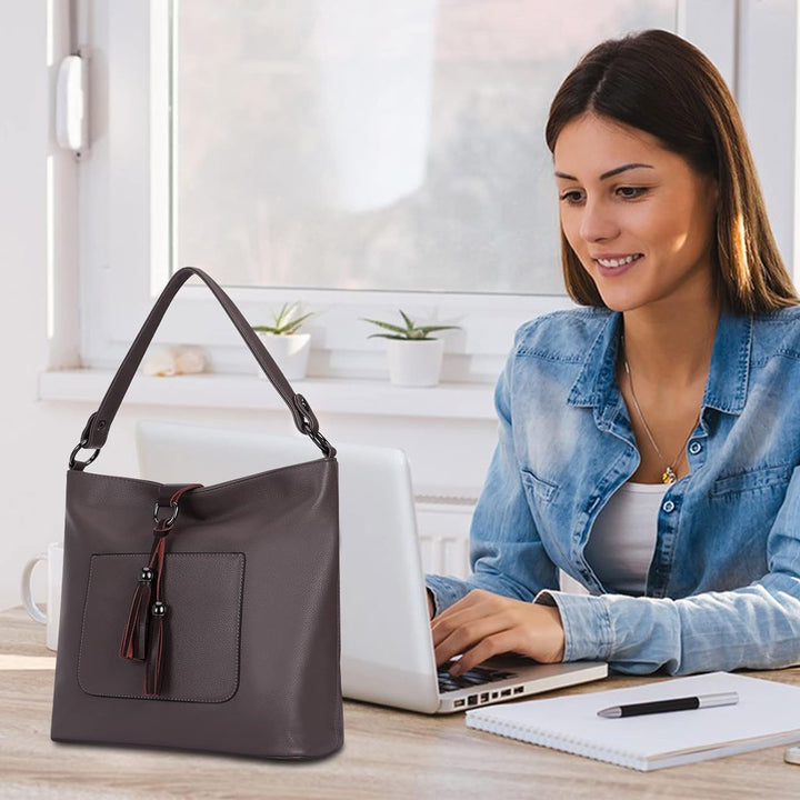 HAWEE Damen Handtasche Kunstleder Grosse Schultertasche Shopper Umhängetasche Frauen Elegante Henkel