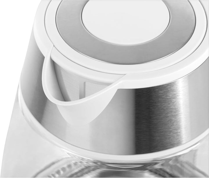 Teesa kabelloser Wasserkocher TSA1512W 1,7 l, Glas, im Betrieb beleuchtet, weiss