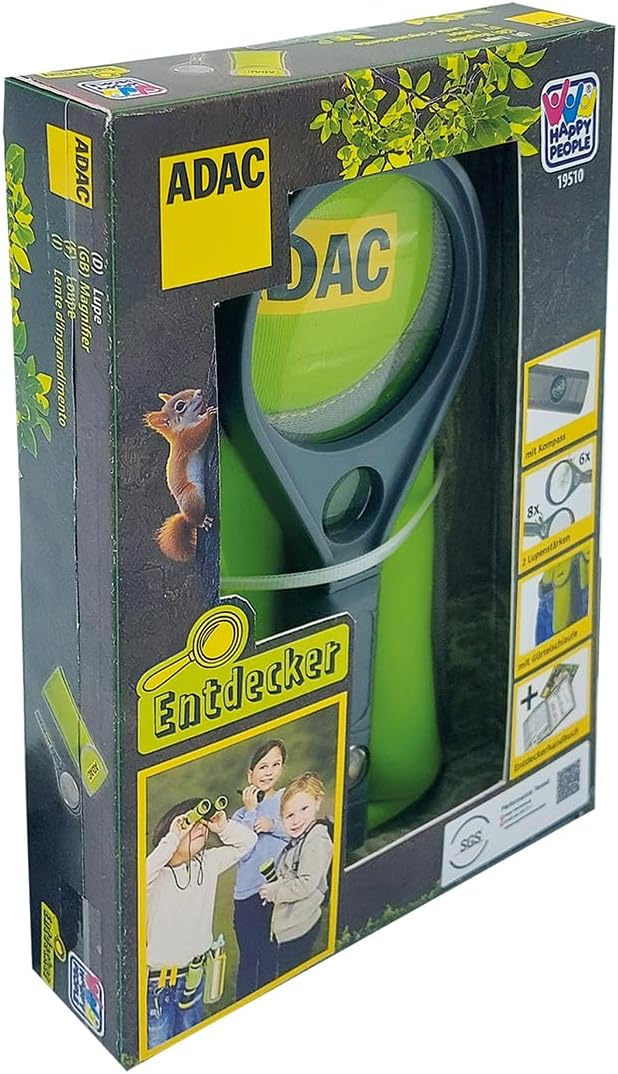 ADAC-Entdecker Lupe, Vergrösserung 6-Fach, Abenteuerspielzeug für Kinder, grau, 6x60 mm + 8x16 mm