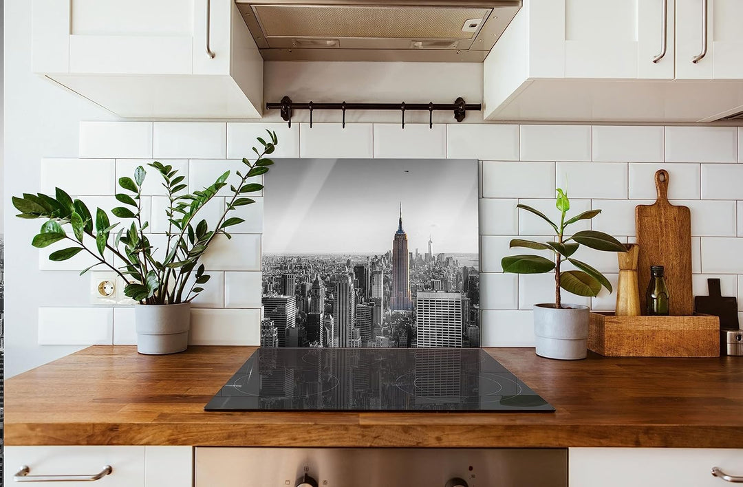 traumhafte Empire State Building Herdabdeckplatte & Spritzschutz aus Echtglas | Für Herd-Kochfelder