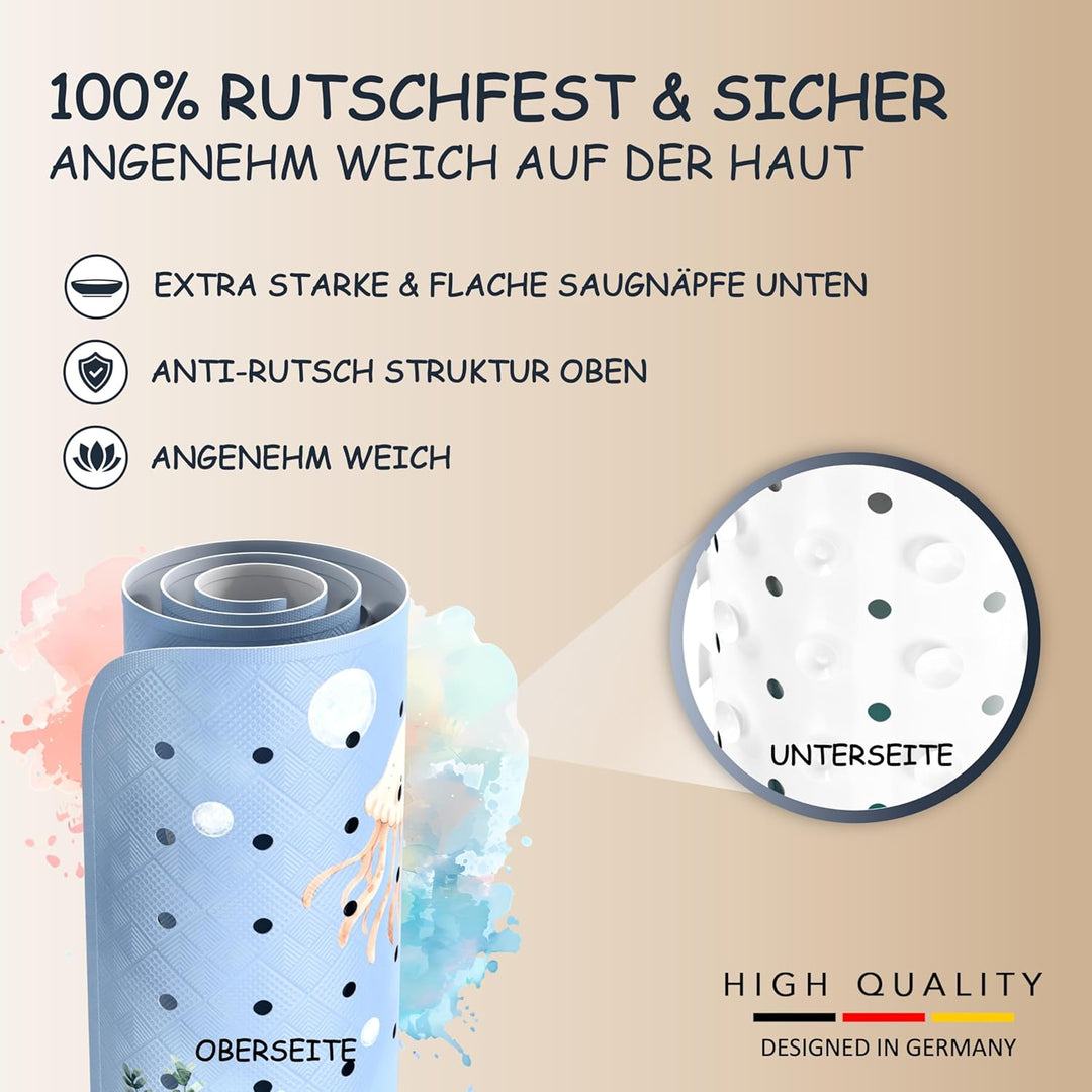 Badewannenmatte Kinder rutschfest [100x40cm] - Antirutschmatte Badewanne BPA frei - Badematte Kinder
