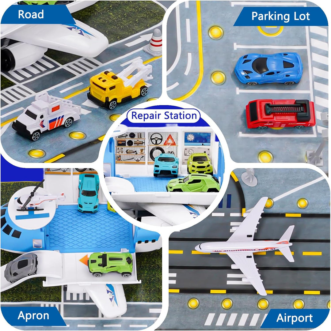 Transport Flugzeug Spielzeug Auto Spielzeug Insgesamt 15 Fortbewegungsmittel mit Verkehrsschildern u