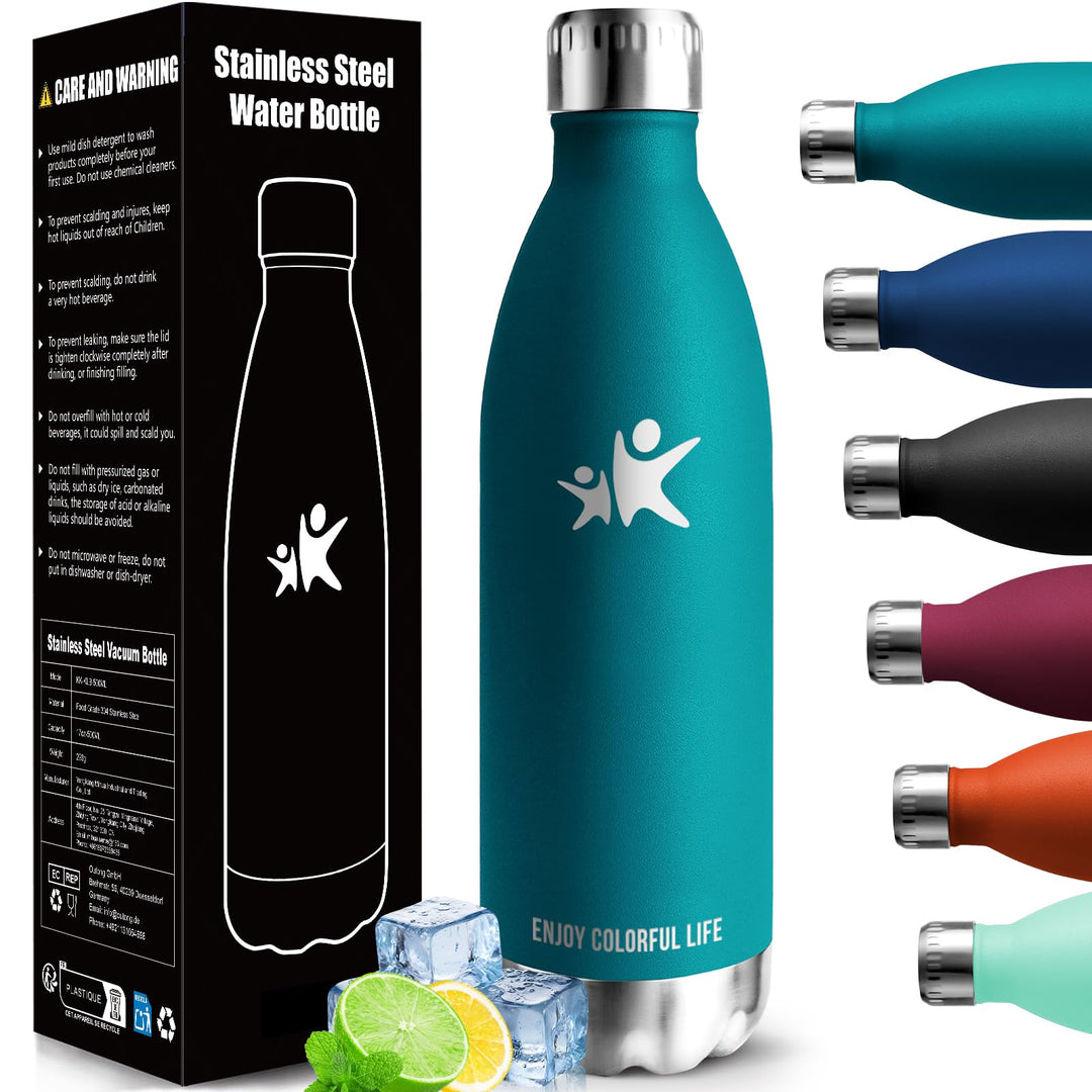 HoneyHolly Trinkflasche Edelstahl, Thermosflasche 1000ML, BPA-frei Auslaufsichere Vakuum Isolierte,