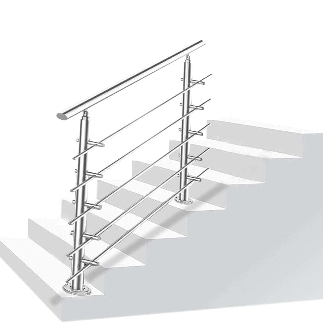Daromigo 180cm Edelstahl Handlauf Geländer mit 5 Querstreben, Handlauf Winkelverstellbar, Ø 42mm Tre