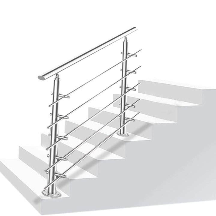 Daromigo 180cm Edelstahl Handlauf Geländer mit 5 Querstreben, Handlauf Winkelverstellbar, Ø 42mm Tre