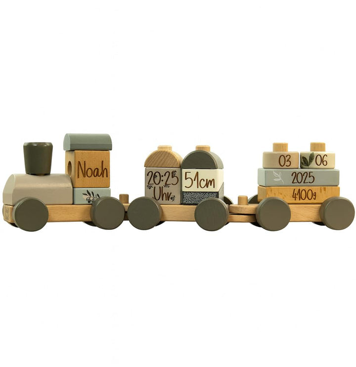 Personalisierter Holz Zug mit Gravur – Geschenk zur Geburt & Taufe – Babyspielzeug & Kinderzimmer De