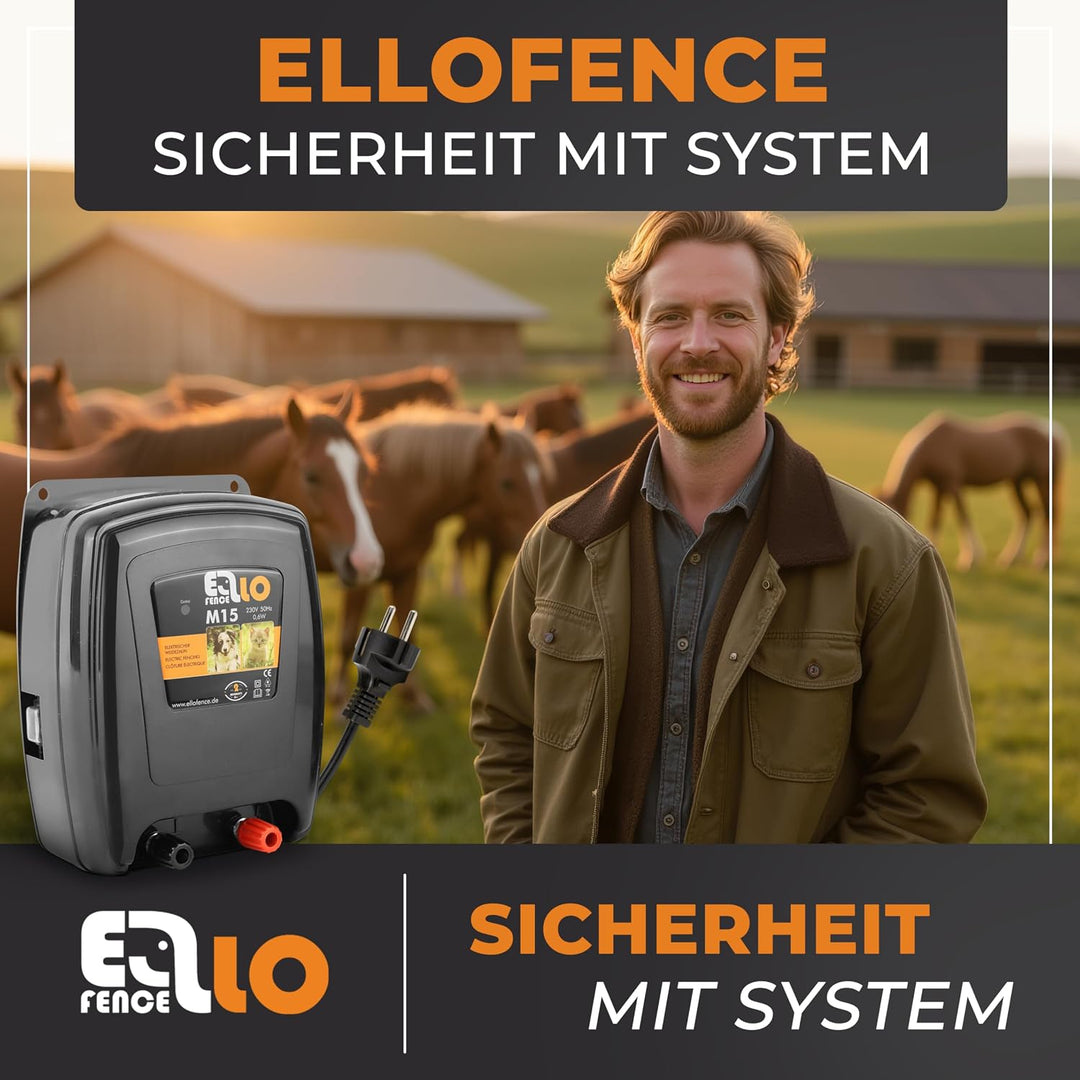 Weidezaungerät 230V M15 | Extra Starkes &amp; leises Elektrozaungerät | Wetterfestes Stromzaungerät für